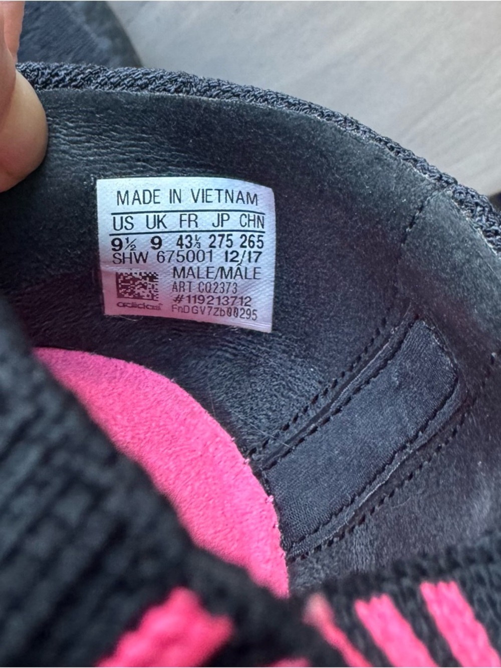 adidas Men's Black Slip-On Knit Sneakers with Pink Accent - Picture 4 of 5